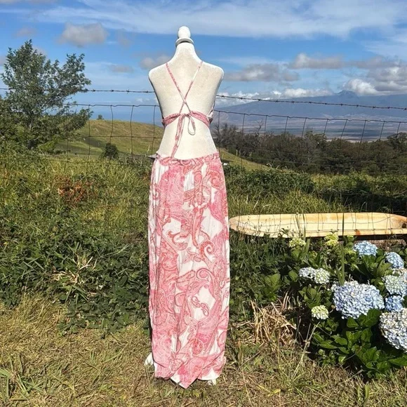 NWT MELISSA ODABASH Arabella cutout printed voile maxi dress Boho Chic Beach - Picture 3 of 9